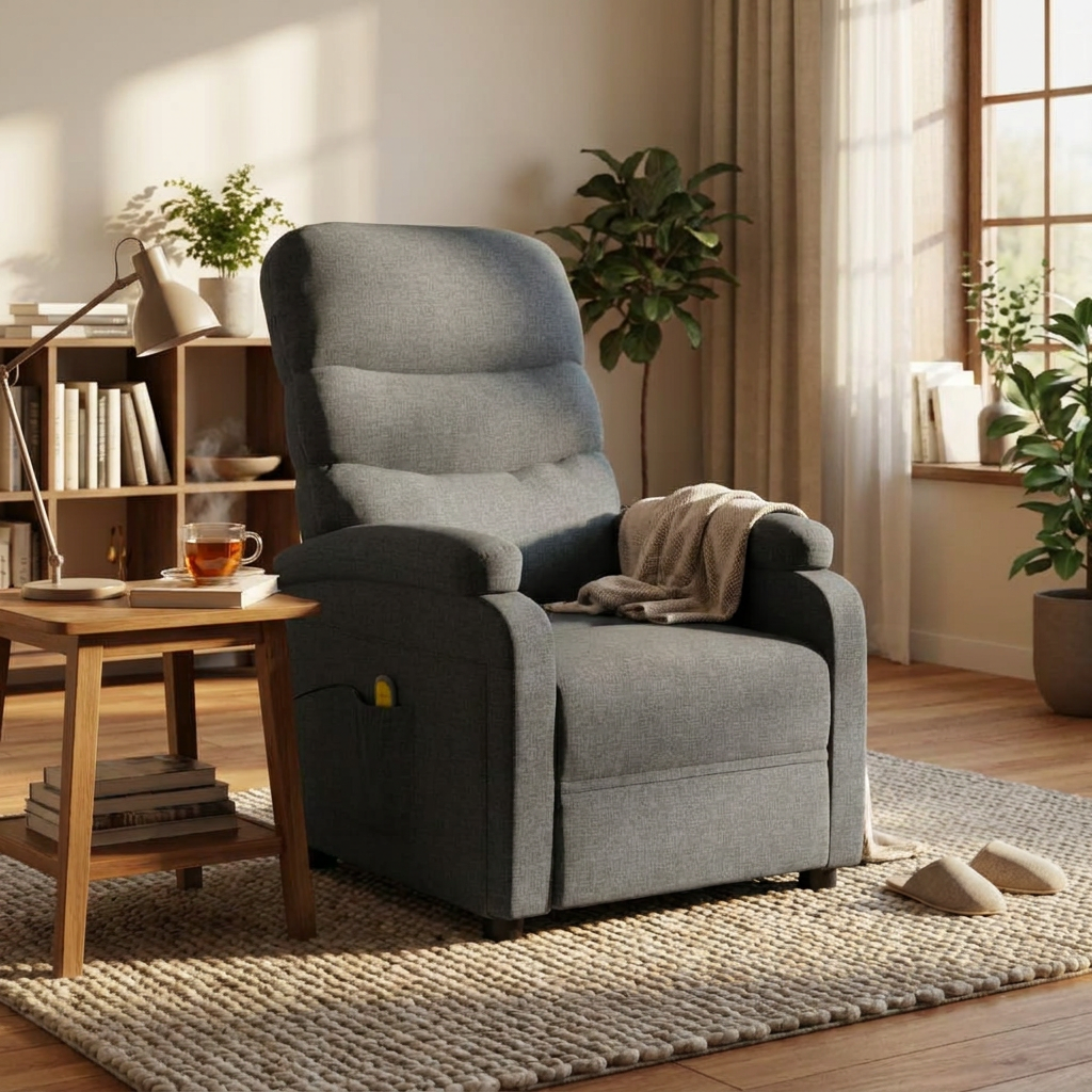 Massage Recliner Dark Grey Fabric lifestyle
