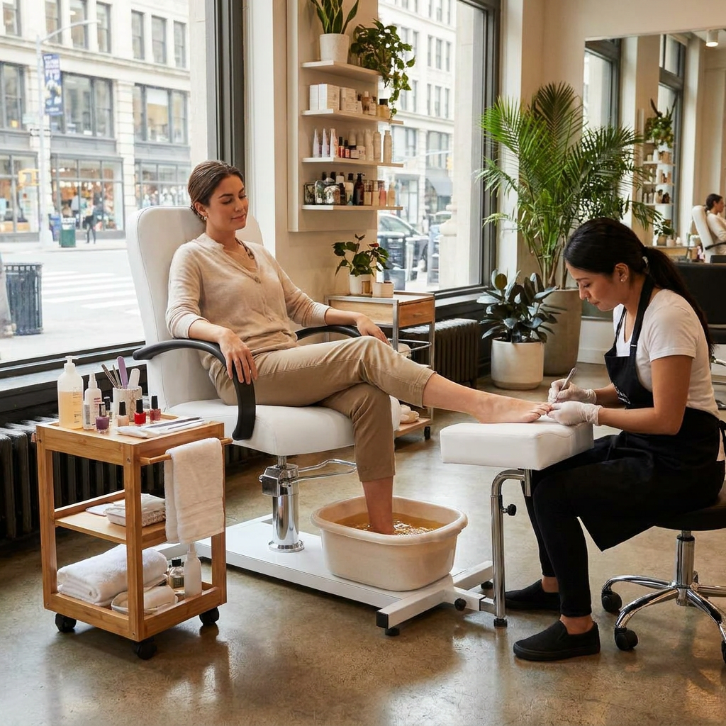 Massage Chair with Footrest White lifestyle