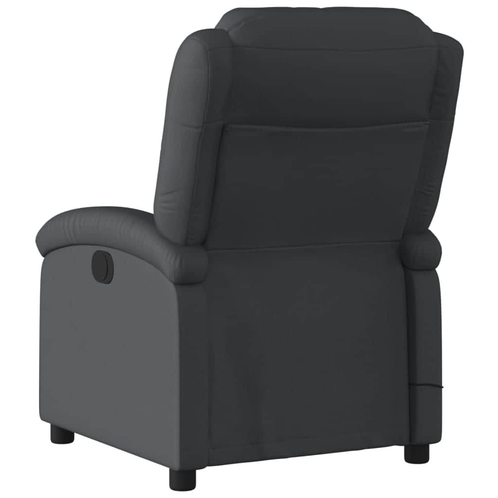 Massage Recliner Chair - Black Real Leather