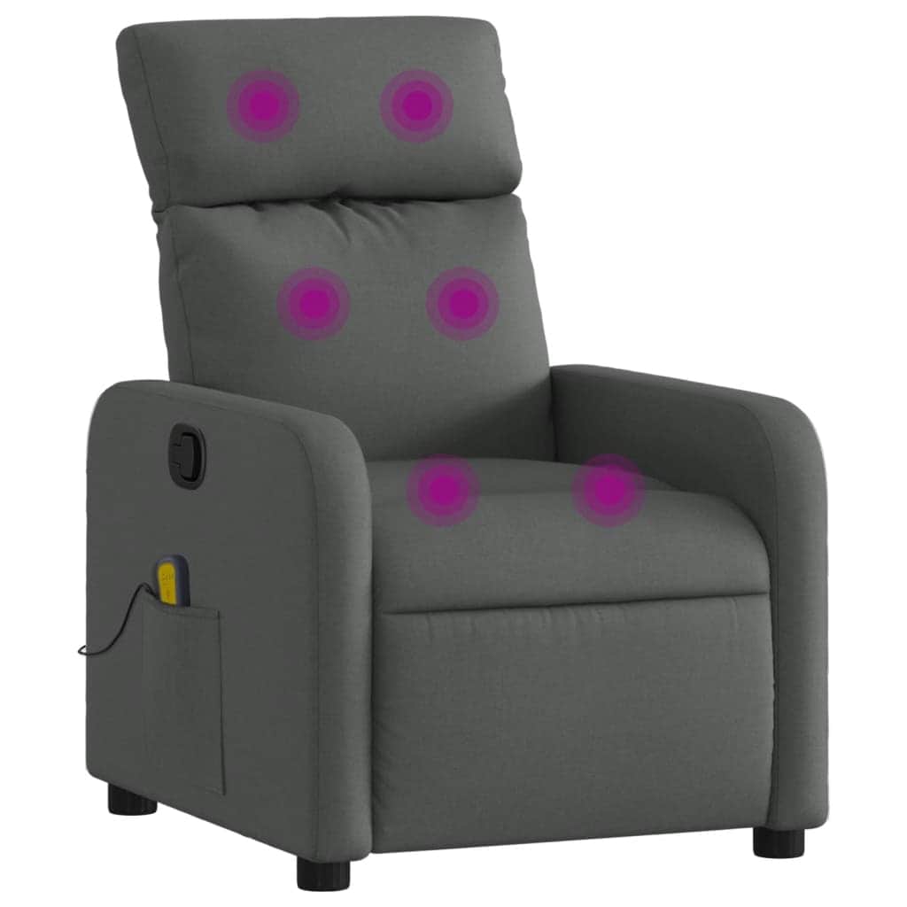 Massage Recliner Chair - Dark Grey Fabric