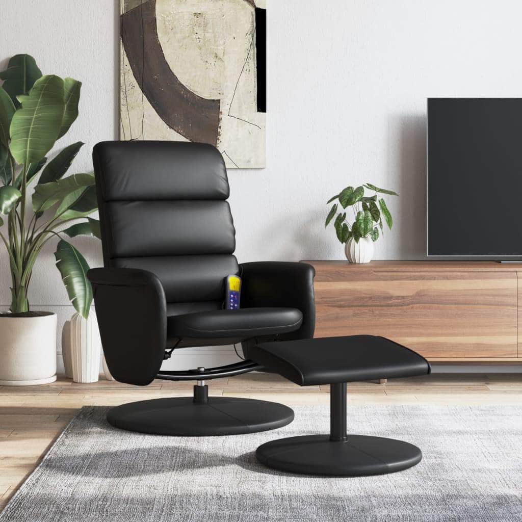 Massage Recliner Chair with Footstool - Faux Leather