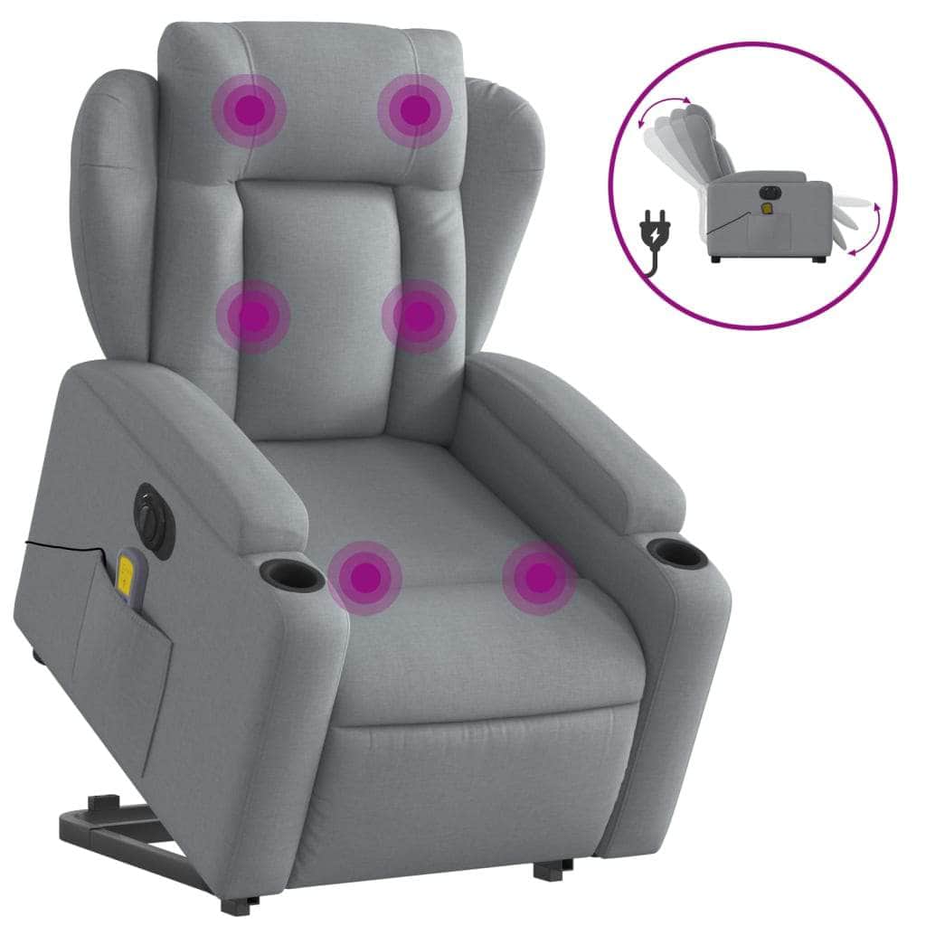 Electric Stand-Up Massage Recliner - Fabric