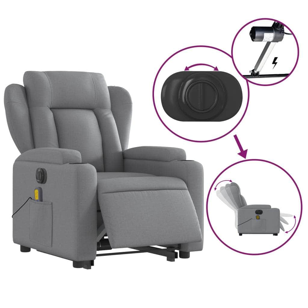 Electric Stand-Up Massage Recliner - Fabric