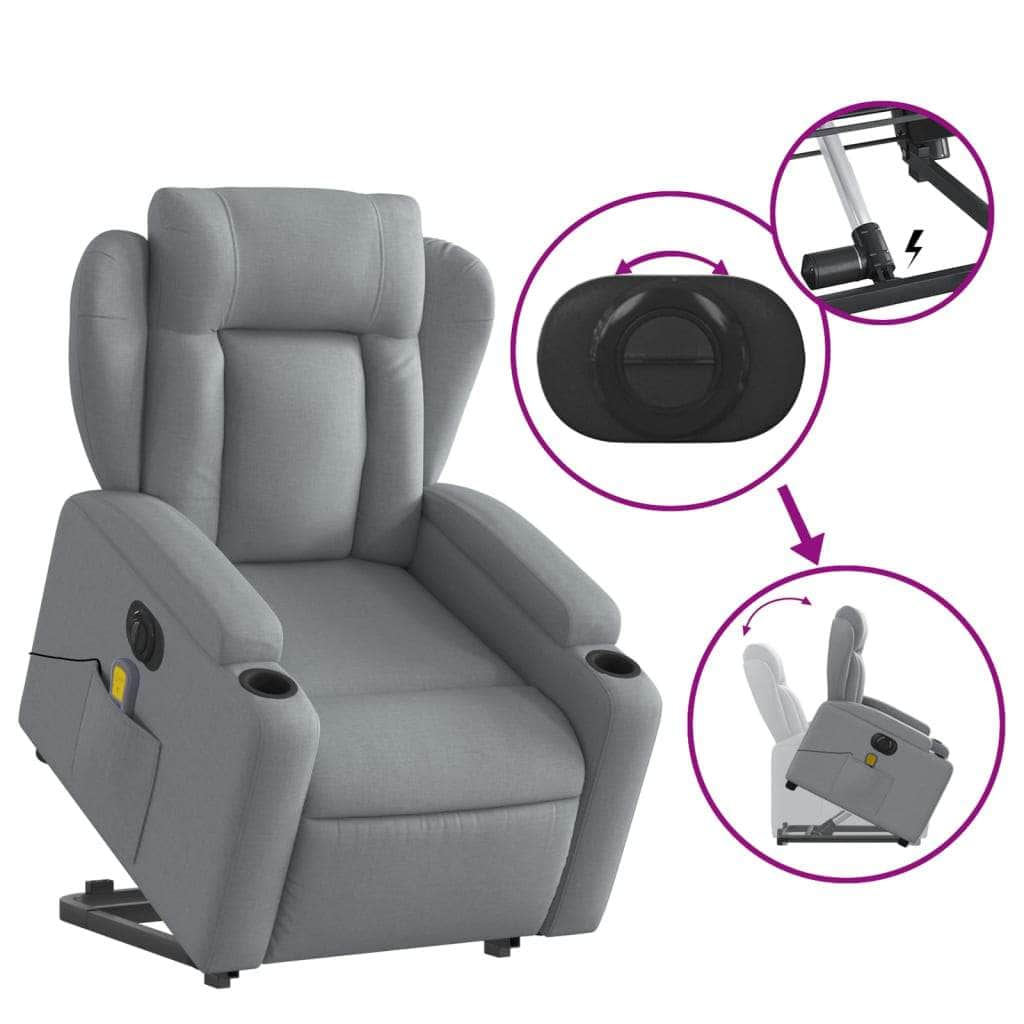 Electric Stand-Up Massage Recliner - Fabric